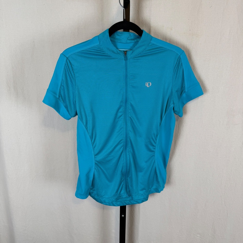 Pearl Izumi Select Women‎ Cycling Jersey LG Turquoise Blue Short Sleeve Full Zip
